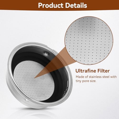 Agatige 1 Cup 51mm Coffee Filter Basket, Stainless Steel Pressurized Mesh Coffee Filters Bottomless Portafilter Coffee Machines Accessories for Semi-Automatic Coffee Machine Series (1 Cup) - Image 4