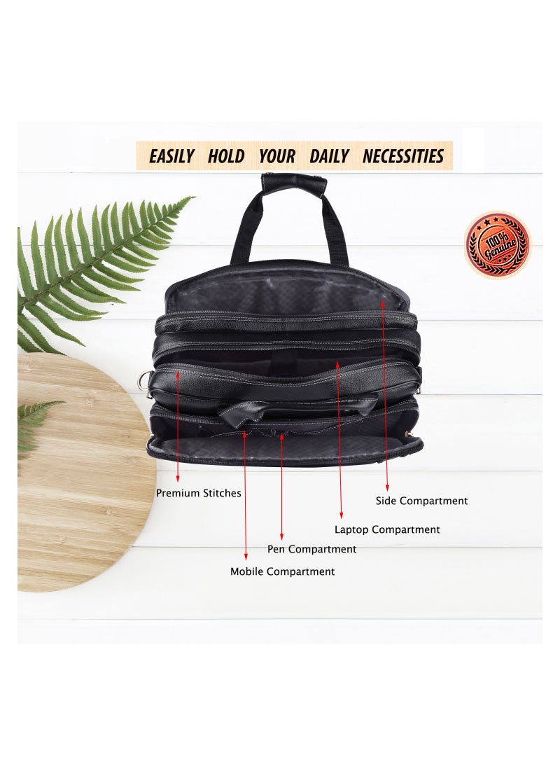 LAVERI LEATHER Genuine Leather Office And Travel Document Laptop bag Style 437 B  - Image 3