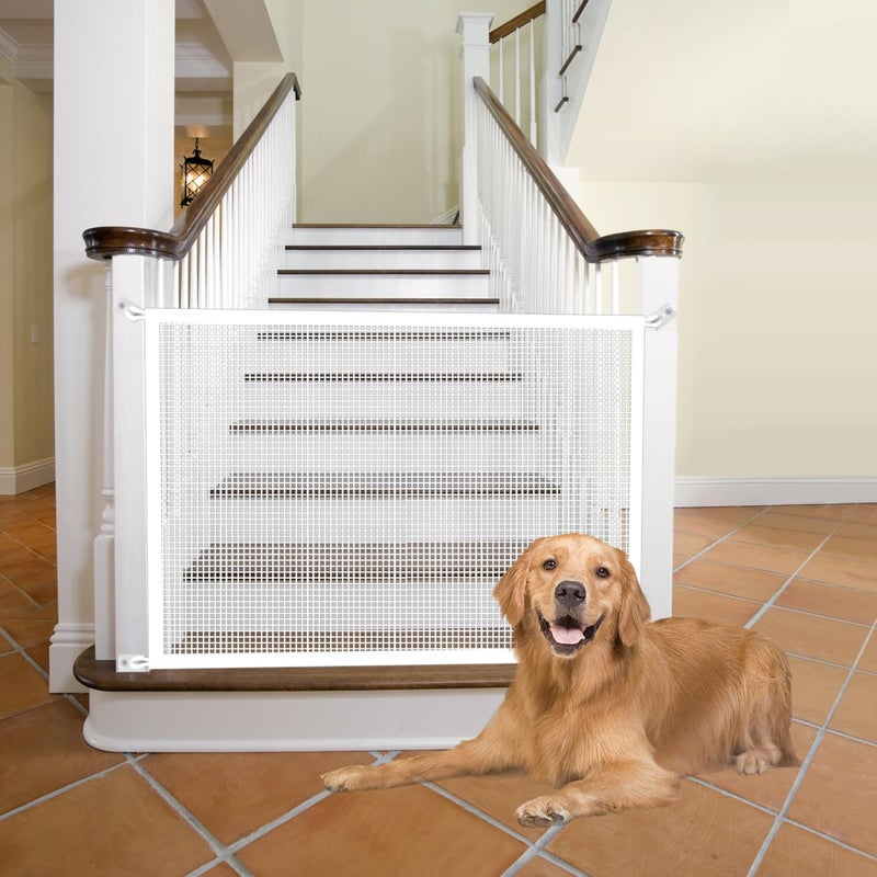 Cupount Baby Gate for Stairs Dog Gate Indoor Safety Mesh Pet Gates for Doorways White 30 H x 34 W