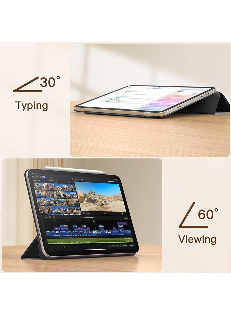 Theodor حافظة مغناطيسية لجهاز iPad Air 11 بوصة M3/M2 2025/2024 جيل iPad Air 11 حافظة/ iPad Air 5 10.9 بوصة 2022/ غطاء iPad Air 10.9 رفيع مع حامل مريح بتوصيل مغناطيسي تلقائي للنوم/الاستيقاظ - أسود - Image 3