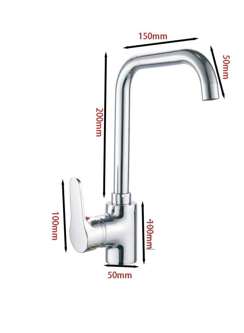 Kitchen Mixer Tap Kitchen Sink Faucets Hot and Cold Mixer Tap Made of Zinc Alloy Anti Rust Chrome Color - Image 2