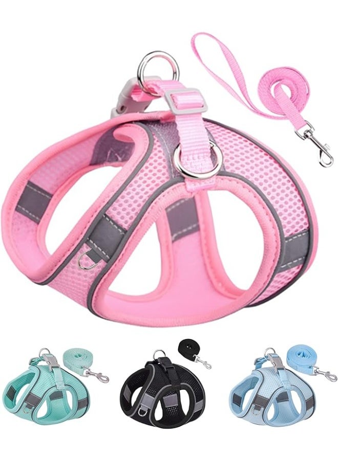 No Pull Dog Harness & Leash Set, Small to Large Sizes, Mesh, Pink - Image 1
