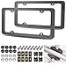 FBJTDQ Carbon Fiber License Plate Frames Black Plastic Car Tag Holder 2 Pack 4 Hole Slim Edge Front Rear Bracket with Screw Caps and Car Door Handle Stickers - Image 2