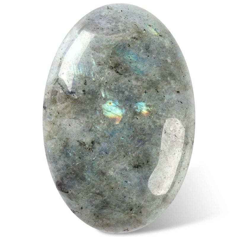 CASMON White Moonstone Oval Palm Stones Pocket Worry Stone for Anxiety Stress Relief Therapy Natural Polished Energy Stone Healing Crystal 1PC
