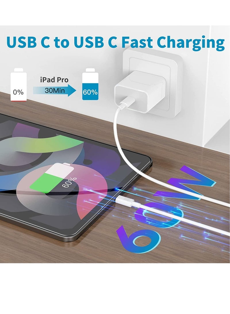 "2-Pack 2M Fast Charging USB-C to USB-C Power Cord for MacBook Pro/Air (2016-2020) and iPad Air 4/5 & iPad Pro 12.9/11" - Image 5