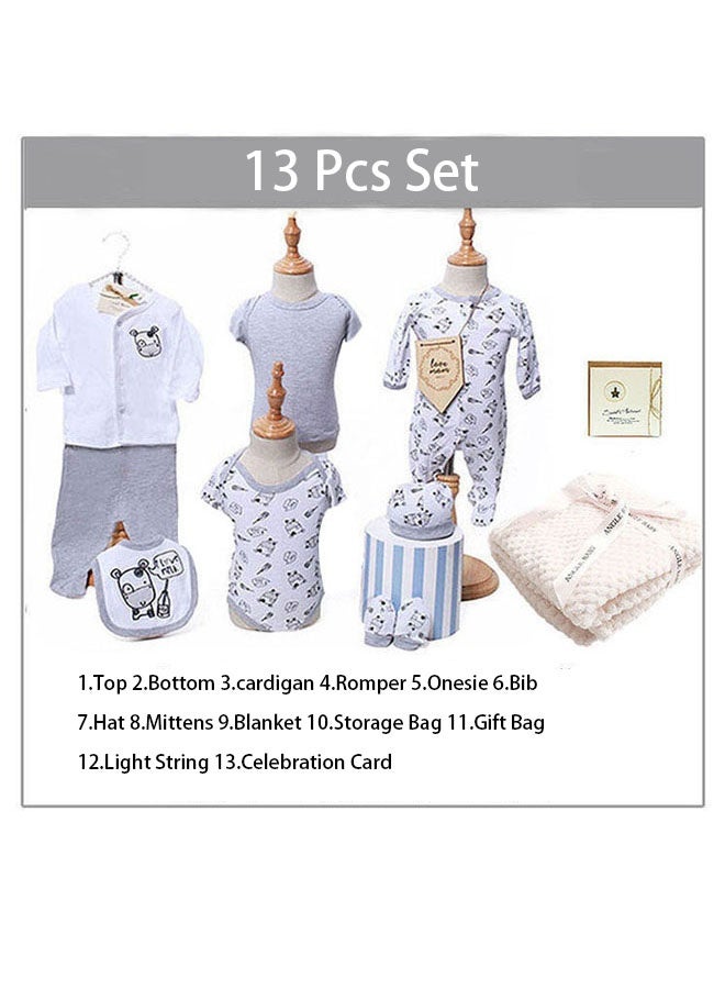 Hanayo 13 Pcs Newborn Baby Gift Set Babies Clothes Set Ultra-Soft Baby Clothes Accessories Set for Infant Baby Shower Gift Newborn Layette Gift Set for 0-3 Months Baby Girls and Boys(Grey) - Image 2