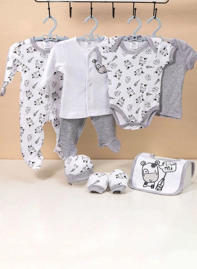 Hanayo 13 Pcs Newborn Baby Gift Set Babies Clothes Set Ultra-Soft Baby Clothes Accessories Set for Infant Baby Shower Gift Newborn Layette Gift Set for 0-3 Months Baby Girls and Boys(Grey) - Image 3