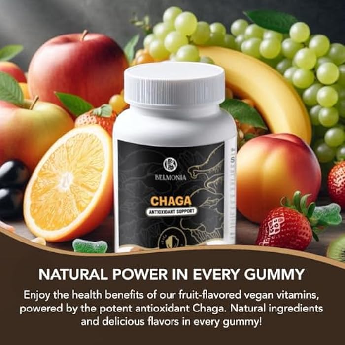 Belmonia Chaga Mushroom Gummies — Antioxidant Immune Support Supplement - Dietary Mushroom Supplement - 60 Gummies - Made in USA - Shrooms for Health - Organic Vegan Frendly - Image 4
