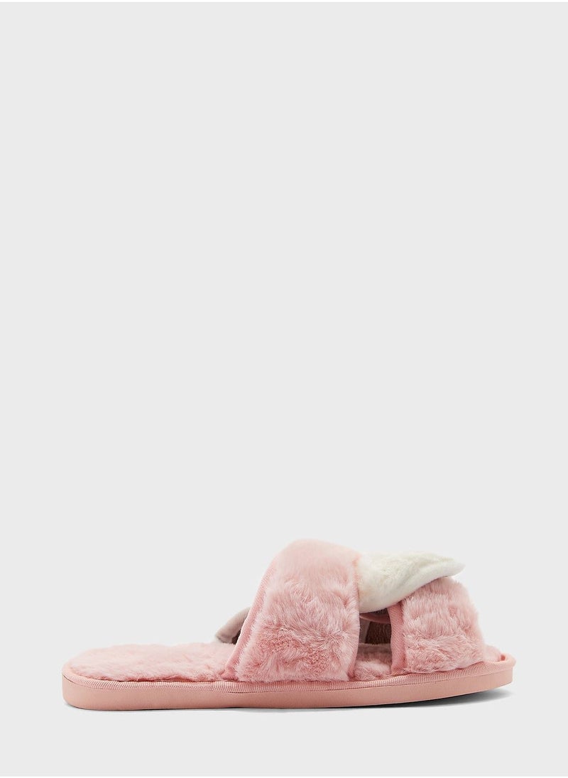 Ginger Interwoven Strap Fluffy Bedroom Slipper  - Image 2