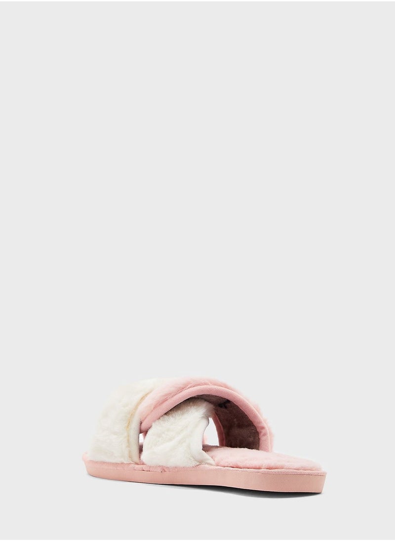 Ginger Interwoven Strap Fluffy Bedroom Slipper  - Image 4