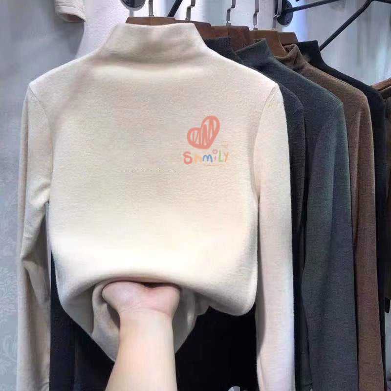Y2027# Boys And Girls Inner Base Shirt Autumn Clothes Winter Semi-High Neck Long Sleeve T-Shirt Children'S Warm Jacket T - Image 1