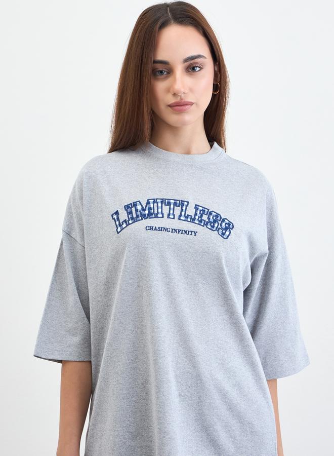 ستايلي تيشيرت واسع مطبع بكتابة - Image 3