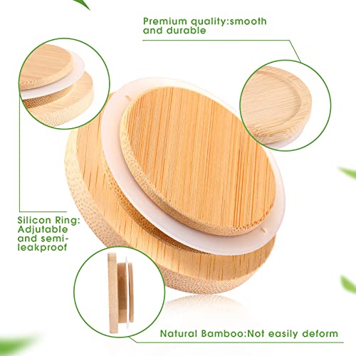 Sieral Yogurt Jar Lids Set Bamboo Wood with Silicone Sealing Rings Storage Canning Jar Bamboo Wide Mouth Oui Lids for Nice Sealing Airtight Fit(12 Pack) - Image 4