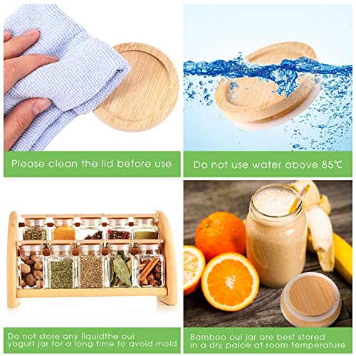 Sieral Yogurt Jar Lids Set Bamboo Wood with Silicone Sealing Rings Storage Canning Jar Bamboo Wide Mouth Oui Lids for Nice Sealing Airtight Fit(12 Pack) - Image 3