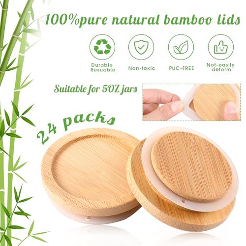 Sieral Yogurt Jar Lids Set Bamboo Wood with Silicone Sealing Rings Storage Canning Jar Bamboo Wide Mouth Oui Lids for Nice Sealing Airtight Fit(12 Pack) - Image 2