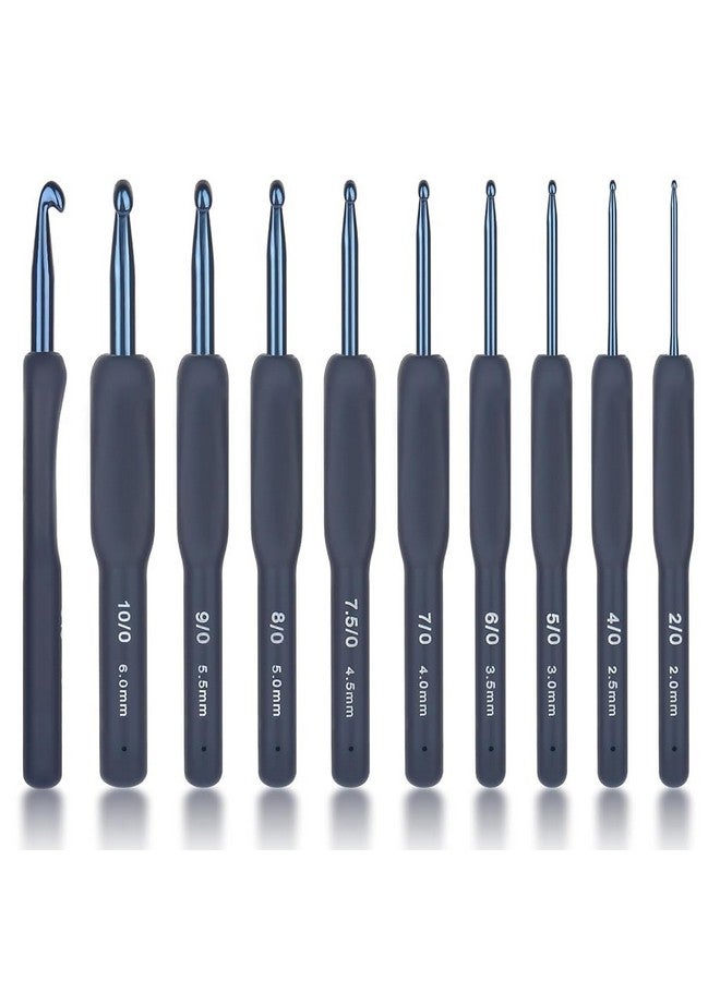 Zibuyu مجموعة زيبوي® للحياكة من 9 قطع، مجموعة تطريز زهور من الألمنيوم للمبتدئين 2.0 مم-6 مم مقبض مطاطي TPR لملحقات الخياطة مشاريع مجموعة المبتدئين، أزرق داكن - Image 1