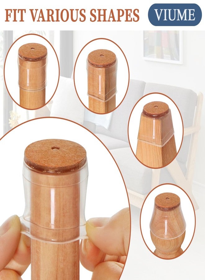 VIUME JIENO 24 Pcs Chair Leg Floor Protectors for Hardwood Floors Silicone Covers to Protect Wood Tile Floors Felt Bottom Furniture Leg Caps Non Slip Reduce Noise (M-Transparent) - Image 4