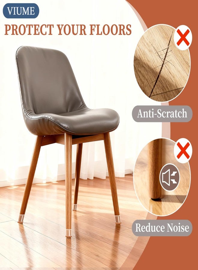 VIUME JIENO 24 Pcs Chair Leg Floor Protectors for Hardwood Floors Silicone Covers to Protect Wood Tile Floors Felt Bottom Furniture Leg Caps Non Slip Reduce Noise (M-Transparent) - Image 2