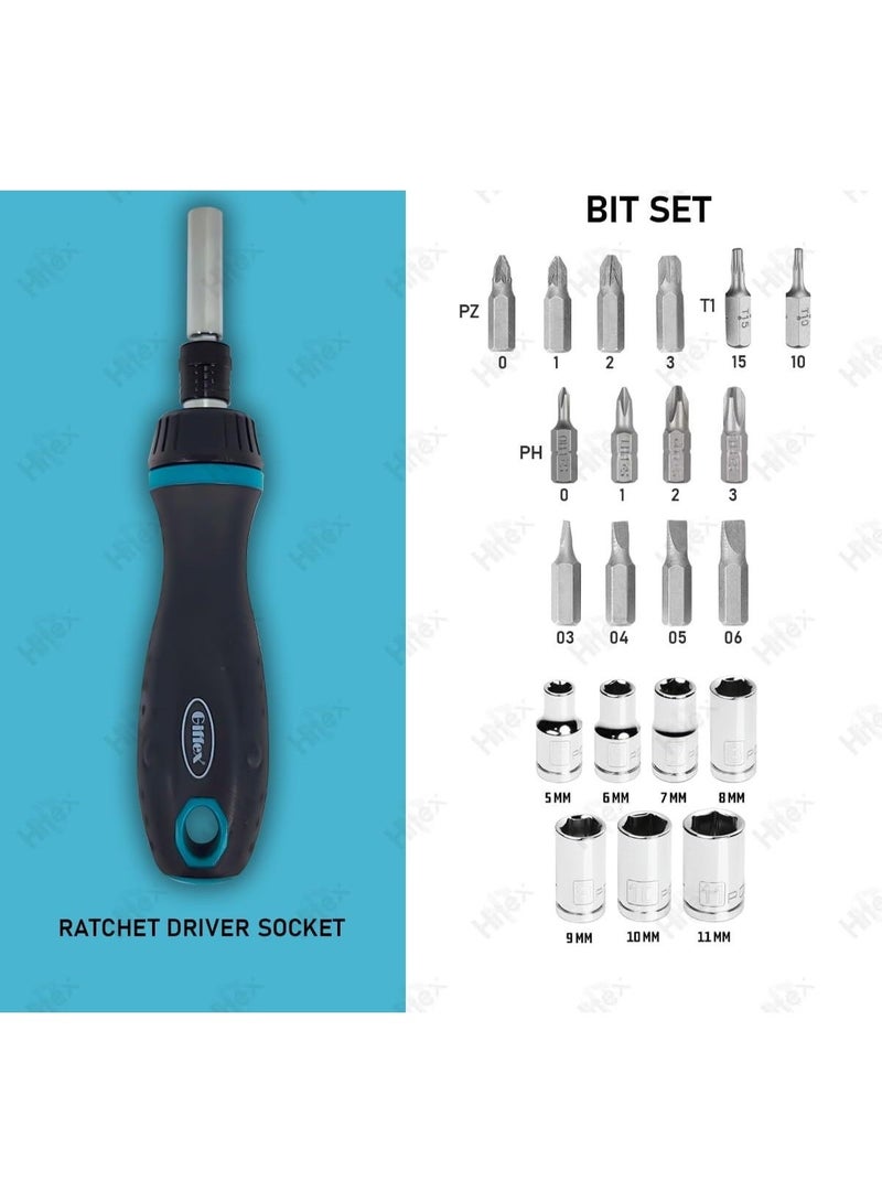 Giffex 25PC Ratchet Driver Socket & Bit Set – Universal Joint, Extension Bar, Adaptor – Ideal for DIY & Professional Use - Image 2