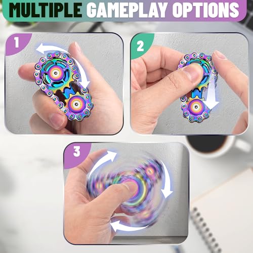 Chilvil Easter Basket Stuffer for Teens Boys Metal Fidget Spinner Toys for Adults Figette Bike Chain Roller Cool Gadgets ADHD Anxiety Stress Relief Items Figet Desk Offices EDC Men Valentines Day Gifts - Image 5