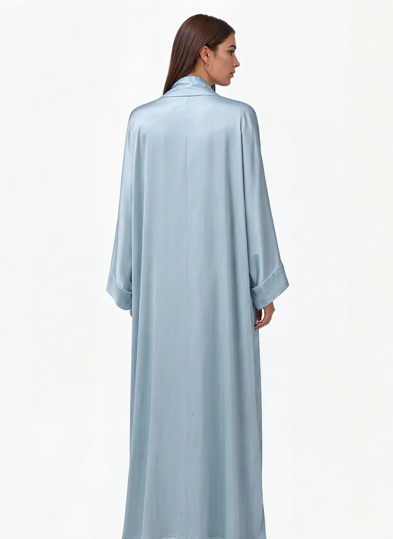 جانارا جونز Sky Blue Satin Abaya Kaftan