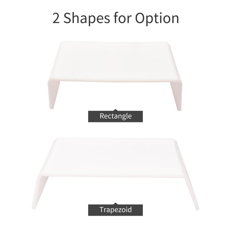 White Acrylic Computer Monitor Stand Riser with Over 3 Inch Elevation, Sturdy Desktop Stand for Neck and Eye Strain Relief - Monitor Riser with Under Desk Storage for Drawing Tablet, External Drive, C - Image 2