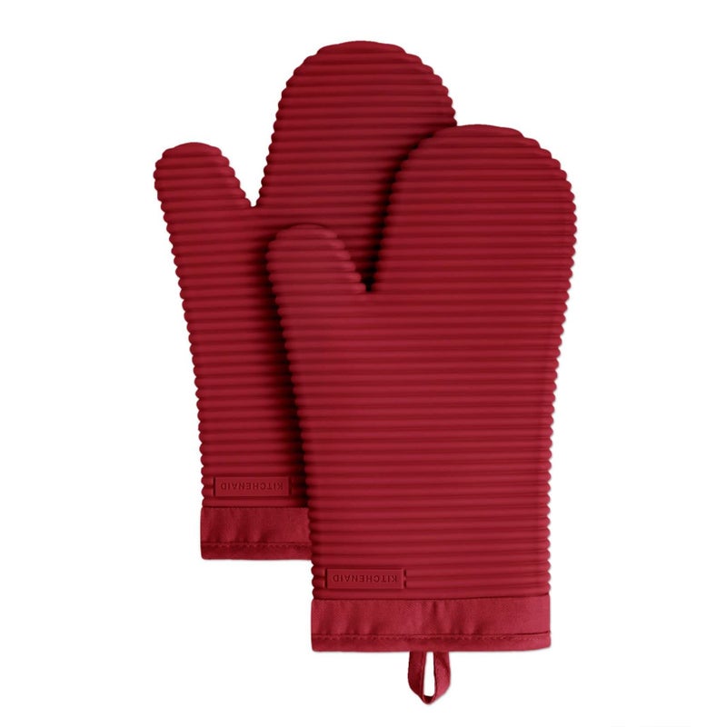 KitchenAid Ribbed Soft Silicone Oven Mitt Set  Smoked Paprika 2 Count - Image 1