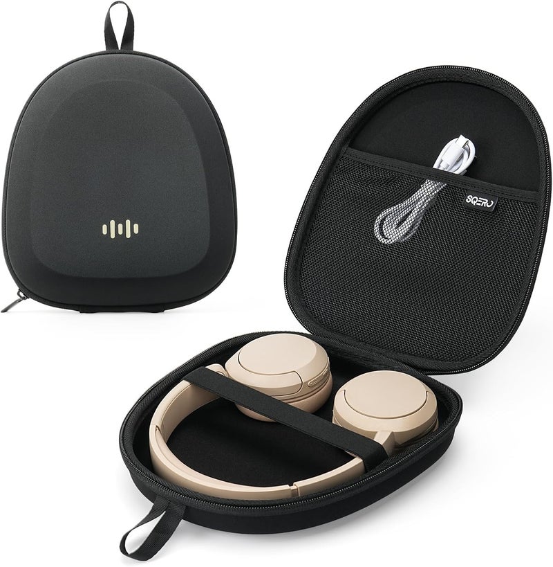 SQERO Headphone Case Hard Shell Super-Slim for Sony/JBL/Bose/Soundcore Anker/BERIBES KVIDIO TOZO JLab Over-Ear Headphones Universal Portable Travel Organizer Bag (Black) - Image 1