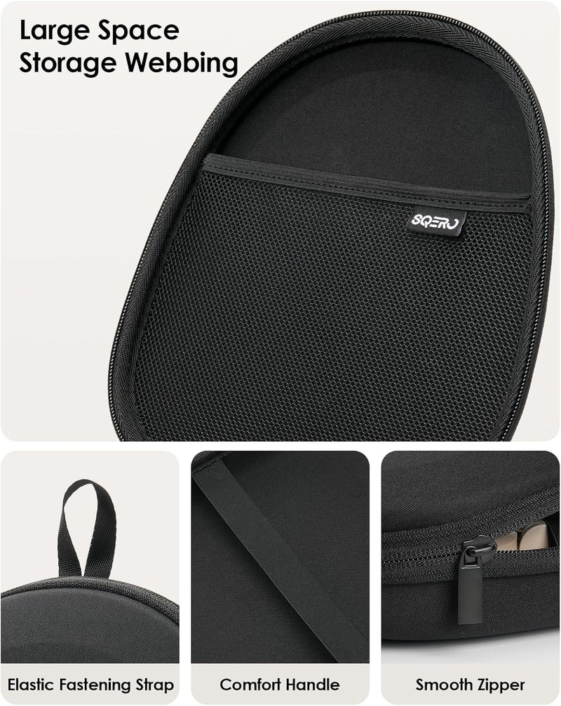 SQERO Headphone Case Hard Shell Super-Slim for Sony/JBL/Bose/Soundcore Anker/BERIBES KVIDIO TOZO JLab Over-Ear Headphones Universal Portable Travel Organizer Bag (Black) - Image 5