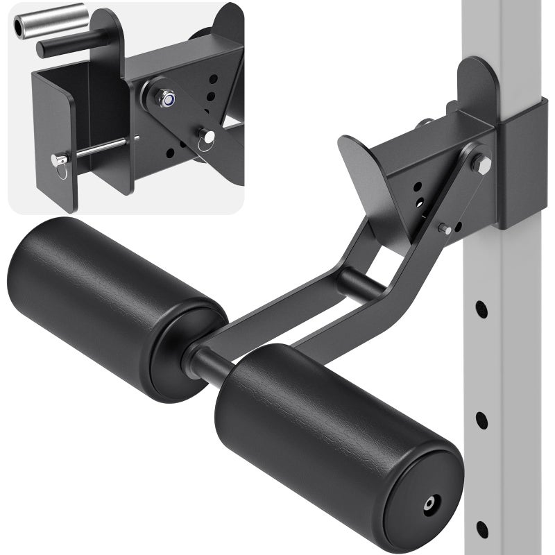 Kipika Nordic Hamstring Curl Squat Rack Attachment for 2 x 2 Power Rack with 58 or 1 Hole Adjustable Leg Hold Down Attachment with Premium Leather Surface for Ultimate Home Gym Experience