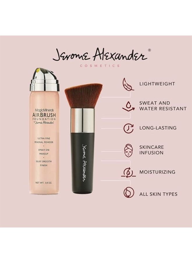 Jerome Alexander MagicMinerals AirBrush Foundation by Jerome Alexander – 2pc Set with Airbrush Foundation and Kabuki Brush - Spray Makeup with Anti-aging Ingredients for Smooth Radiant Skin (Fair)  - Image 3