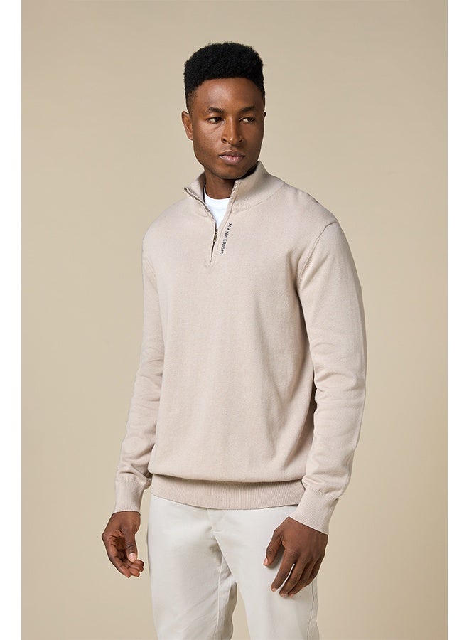 Mannerism The Winter Wheat Warm Beige Cotton Jumper Relaxed Fit - Image 1