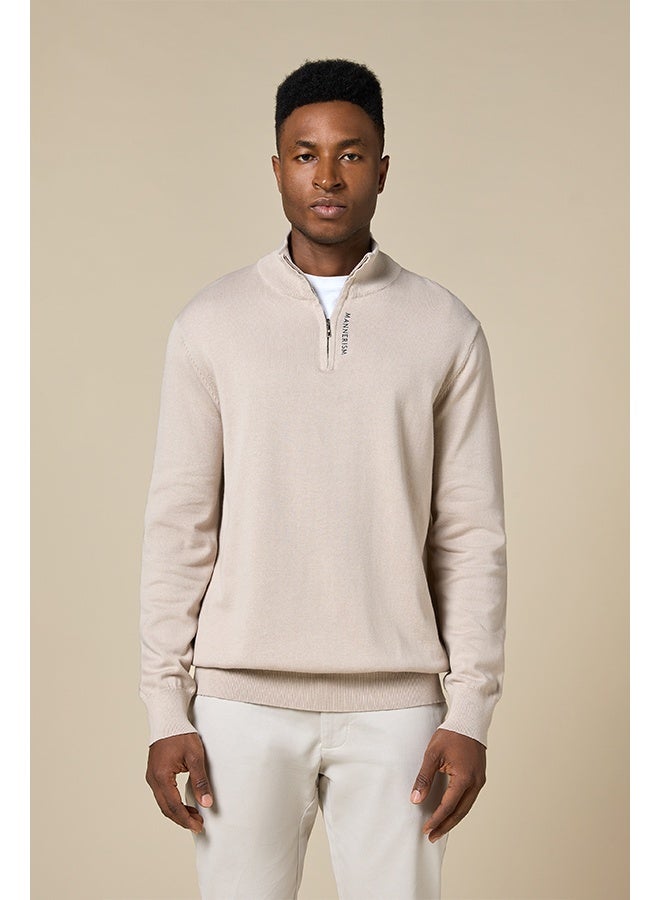 Mannerism The Winter Wheat Warm Beige Cotton Jumper Relaxed Fit - Image 3