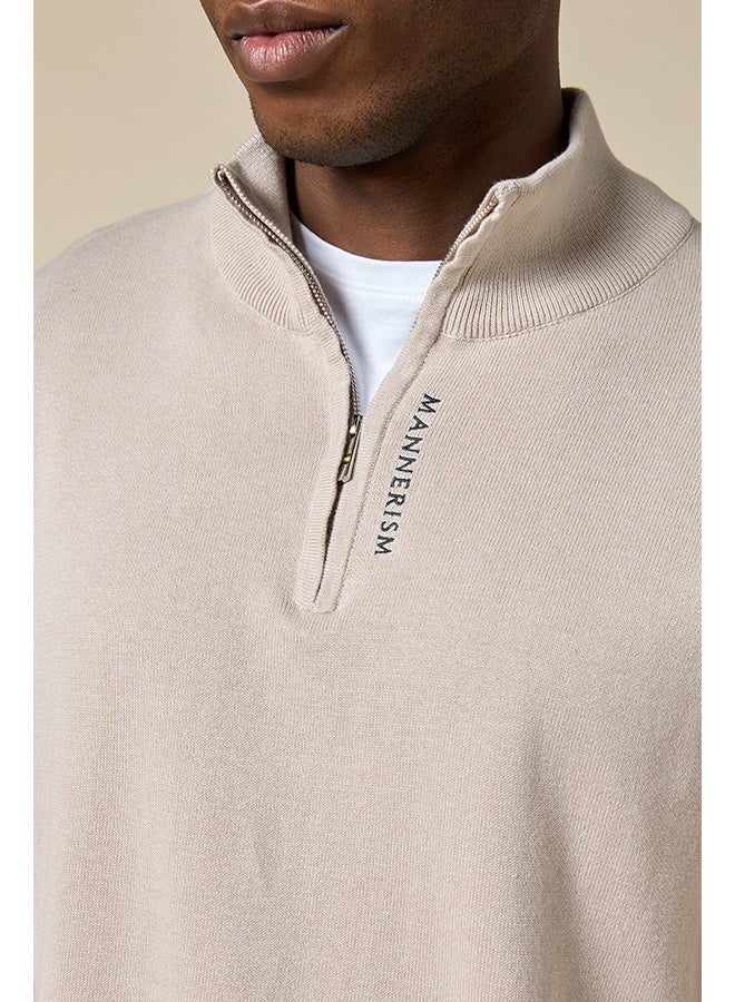 Mannerism The Winter Wheat Warm Beige Cotton Jumper Relaxed Fit - Image 2