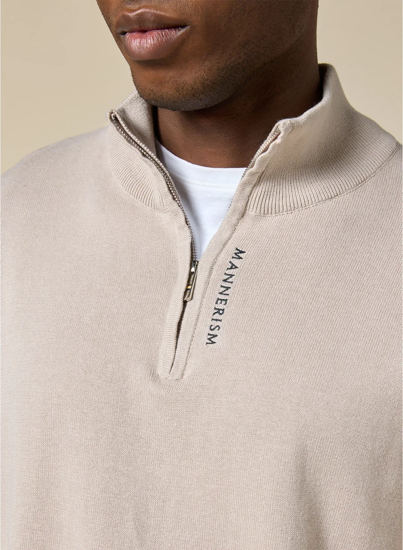 مانرزم The Winter Wheat Warm Beige Cotton Jumper Relaxed Fit