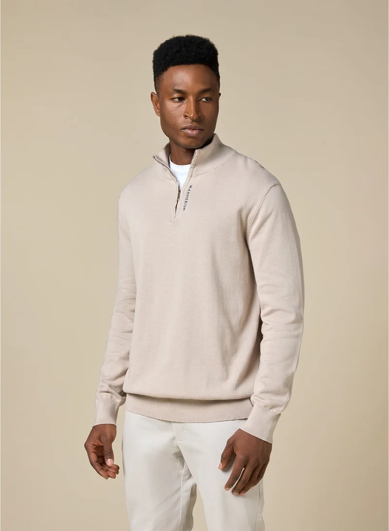 MANNERISM  The Winter Wheat Warm Beige Cotton Jumper Relaxed Fit for Men | Best Price UAE