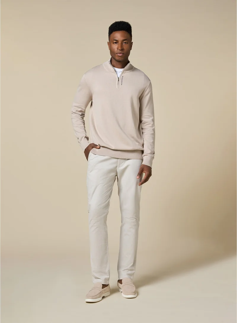 MANNERISM  The Winter Wheat Warm Beige Cotton Jumper Relaxed Fit for Men | Best Price UAE