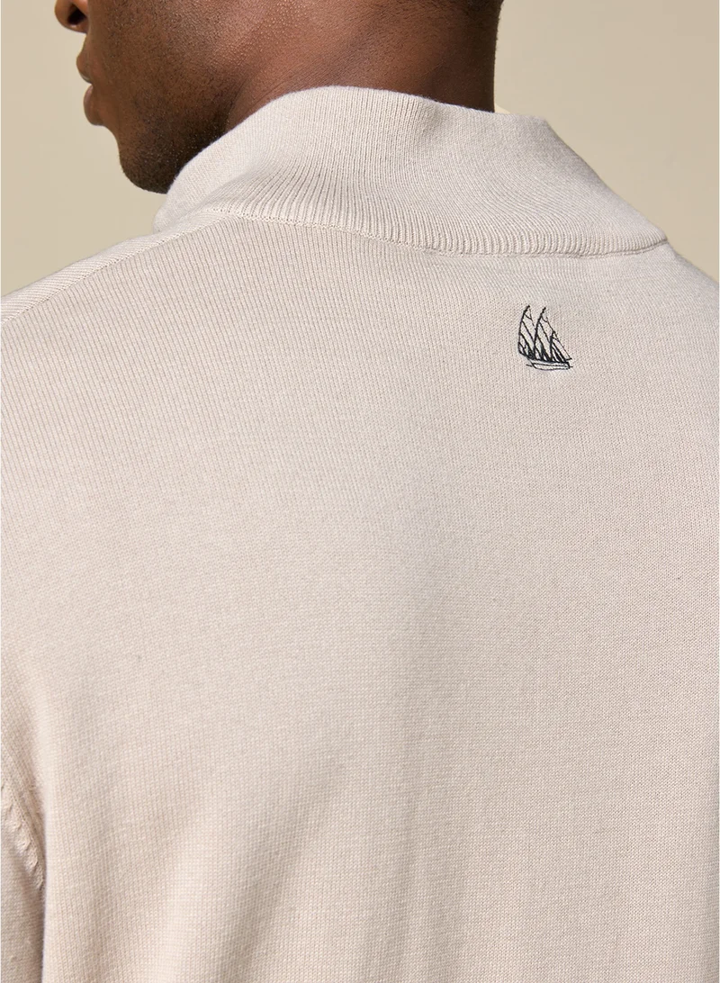 MANNERISM  The Winter Wheat Warm Beige Cotton Jumper Relaxed Fit for Men | Best Price UAE