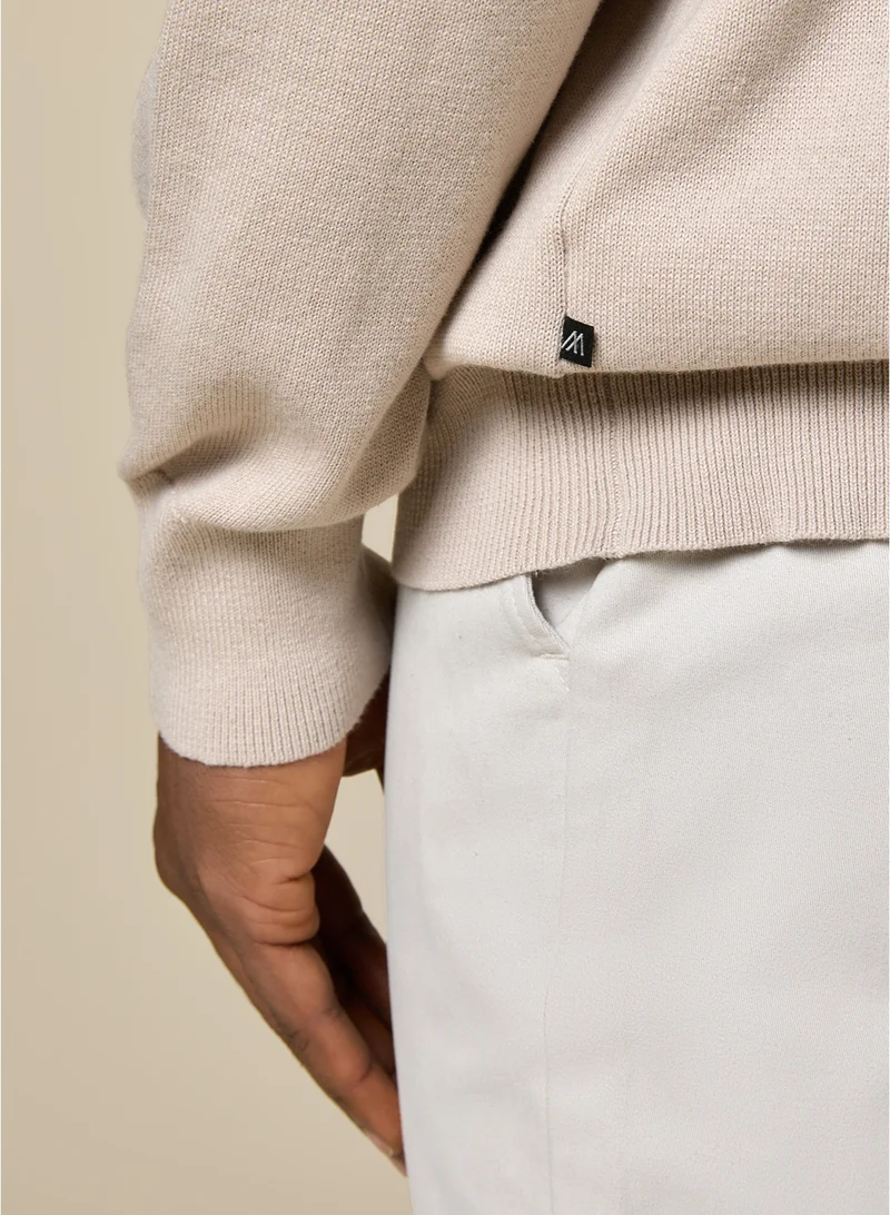 MANNERISM  The Winter Wheat Warm Beige Cotton Jumper Relaxed Fit for Men | Best Price UAE