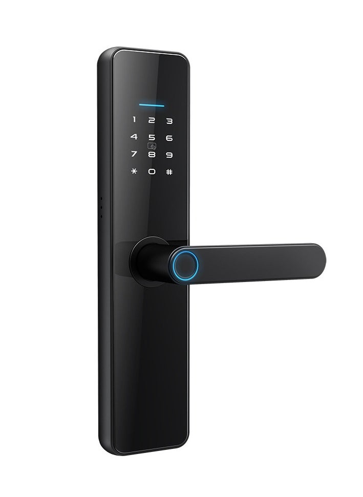 فيرسي - LS-C91 قفل باب ذكي يعمل بتقنية WiFi ببصمة الإصبع - 8 طرق لفتح القفل | التطبيق، بلوتوث، المفتاح، كلمة المرور، البطاقة، كومبو | نظام دخول المنزل الآمن (أسود، إصدار Tuya) - Image 1