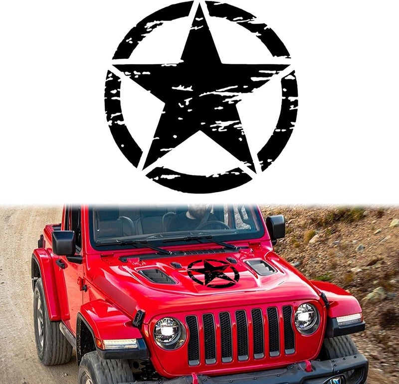 TOMALL 17'' Black Star Car Sticker Decal for Hood and Body - Image 1