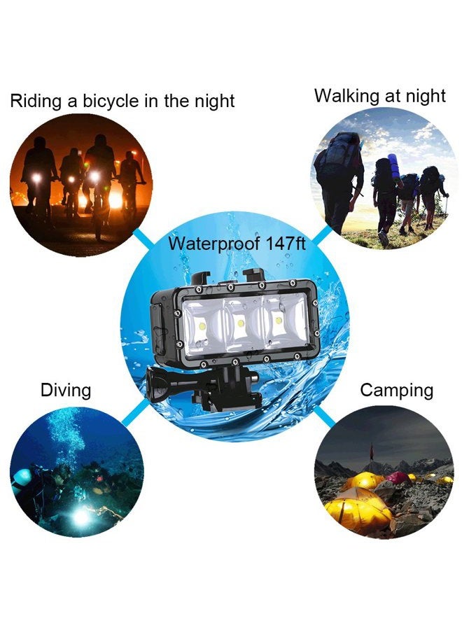 Suptig High Power Dimmable Waterproof Led Video Light Fill Night Diving Underwater For Gopro Hero 13/Hero 12/Hero 11/Hero 10/9/8/7/6/5/4/3/2/Herosession/Dji Osmo/Insta 360/Akaso Action Cam - Image 5