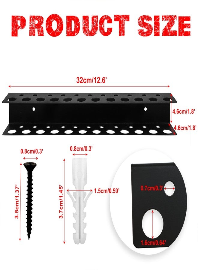 BuleVina Screwdriver Holder Wall Mount with 23 Holes, 12.6" Long, Heavy Duty Hand Tool Box Organizer Holders Rack Storage Peg Board for Screw Driver Pliers for Garage Workshop Shed (No Screwdriver Included) - Image 2