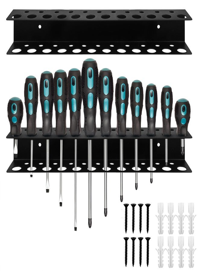 BuleVina Screwdriver Holder Wall Mount with 23 Holes, 12.6" Long, Heavy Duty Hand Tool Box Organizer Holders Rack Storage Peg Board for Screw Driver Pliers for Garage Workshop Shed (No Screwdriver Included) - Image 3
