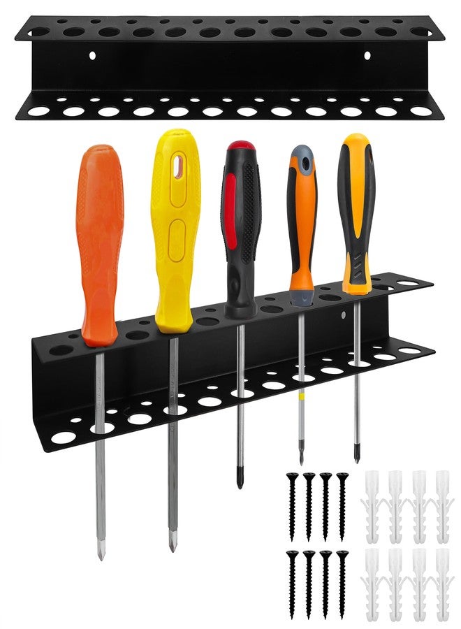 BuleVina Screwdriver Holder Wall Mount with 23 Holes, 12.6" Long, Heavy Duty Hand Tool Box Organizer Holders Rack Storage Peg Board for Screw Driver Pliers for Garage Workshop Shed (No Screwdriver Included) - Image 1