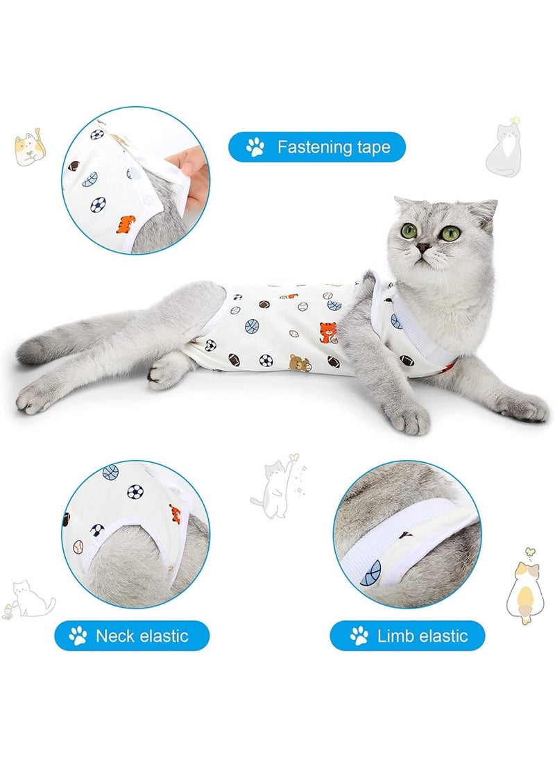 SOLARAE بدلات استعادة جراحة القطط، لفائف استعادة قابلة للتنفس لملابس استعادة القطط الصغيرة، تمنع لعق الجلد، للقطط والكلاب الصغيرة لاستعادة البطن والفطام، 4 أنماط (نمط كلاسيكي، S) - Image 4