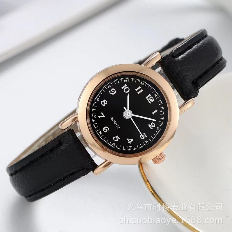 Korean Style Simple Quartz Watch for Girls White Brown Band  - Image 2