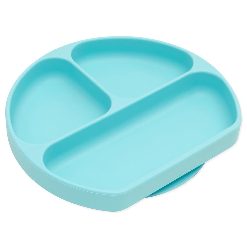 Bumkins Silicone Grip Dish, Suction Plate, Divided Plate, Baby Toddler Plate, BPA Free, Microwave Dishwasher Safe , Blue-GD, 1 Count - Image 1
