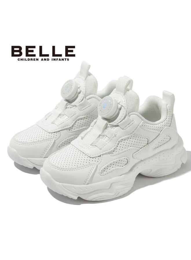 Belle Children's Shoes , Kids' Sneakers, Running Shoes, Spring Casual Dad Shoes, White Sneakers, White, Size 28 - Image 1