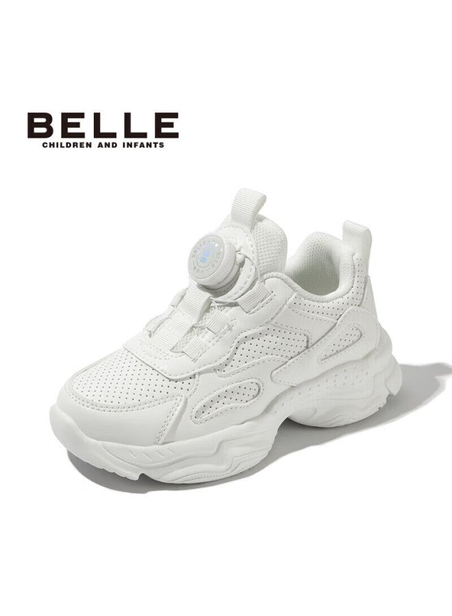 Belle Children's Shoes , Kids' Sneakers, Running Shoes, Spring Casual Dad Shoes, White Sneakers, White, Size 28 - Image 4